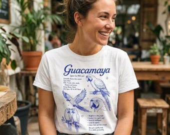 T-shirt Ara | Illustration d'oiseau tropical, guide de terrain vintage