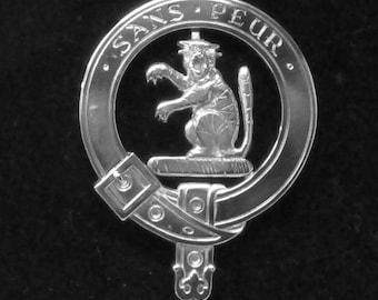 Sutherland Scottish Clan Crest Badge in Solid Sterling Silver