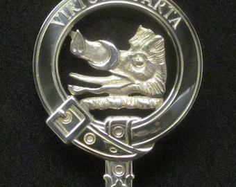 Distintivo dello stemma del clan scozzese Halliday in argento