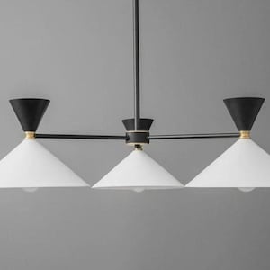 Chandelier Modern 3-Light Linear Pendant with Matte Black & Brass Finish