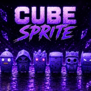3D Printed Cube Sprite Collectible | Glows In The Dark Gaming Desk Buddy
