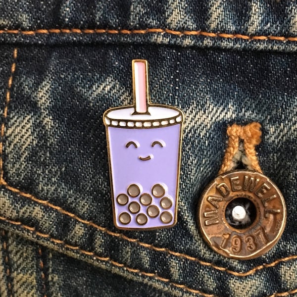 Taro Swift Enamel Pin, Kawaii Boba Tea, Foodie Gift