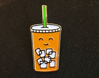 Thai Iced tea enamel pin/ Mr Tea/ Iced Latte pin/ Iced tea pin/ foodies pin/ starbucks drink pin/ foodies/ lapel pin/ milky tea/ drink pin
