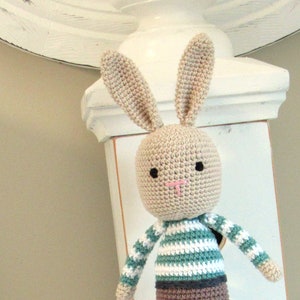 Bunny boy toy gift for baby, toddler or child. Personalized amigurumi doll. image 5