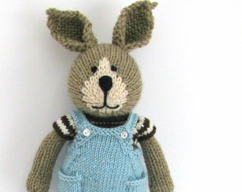 Knitted bunny doll Easter gift for girl. Soft, squishy, huggable.