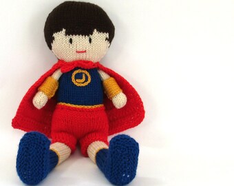 Knit boy doll personalized gift superhero toy for baby boy, toddler or child.