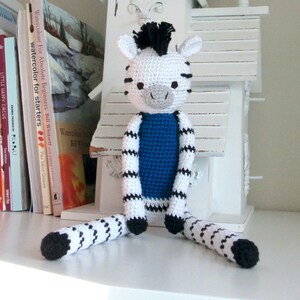Zebra crochet baby gift or toddler toy. Stuffed safari animal birthday.