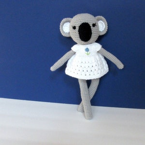 Knit doll koala bear baby gift, toddler or kids toy. Amigurumi animal stuffed koala crochet plush doll for 1st birthday gift.