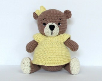 Knitted teddy bear birthday gift for baby or kids