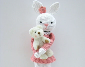 Crochet bunny rabbit amigurumi doll.