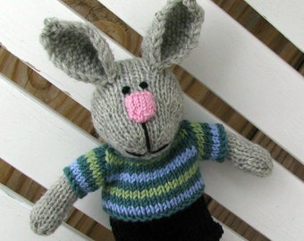 Soft & cuddly knit bunny Easter gift.  Toy for boy stuffed animal.