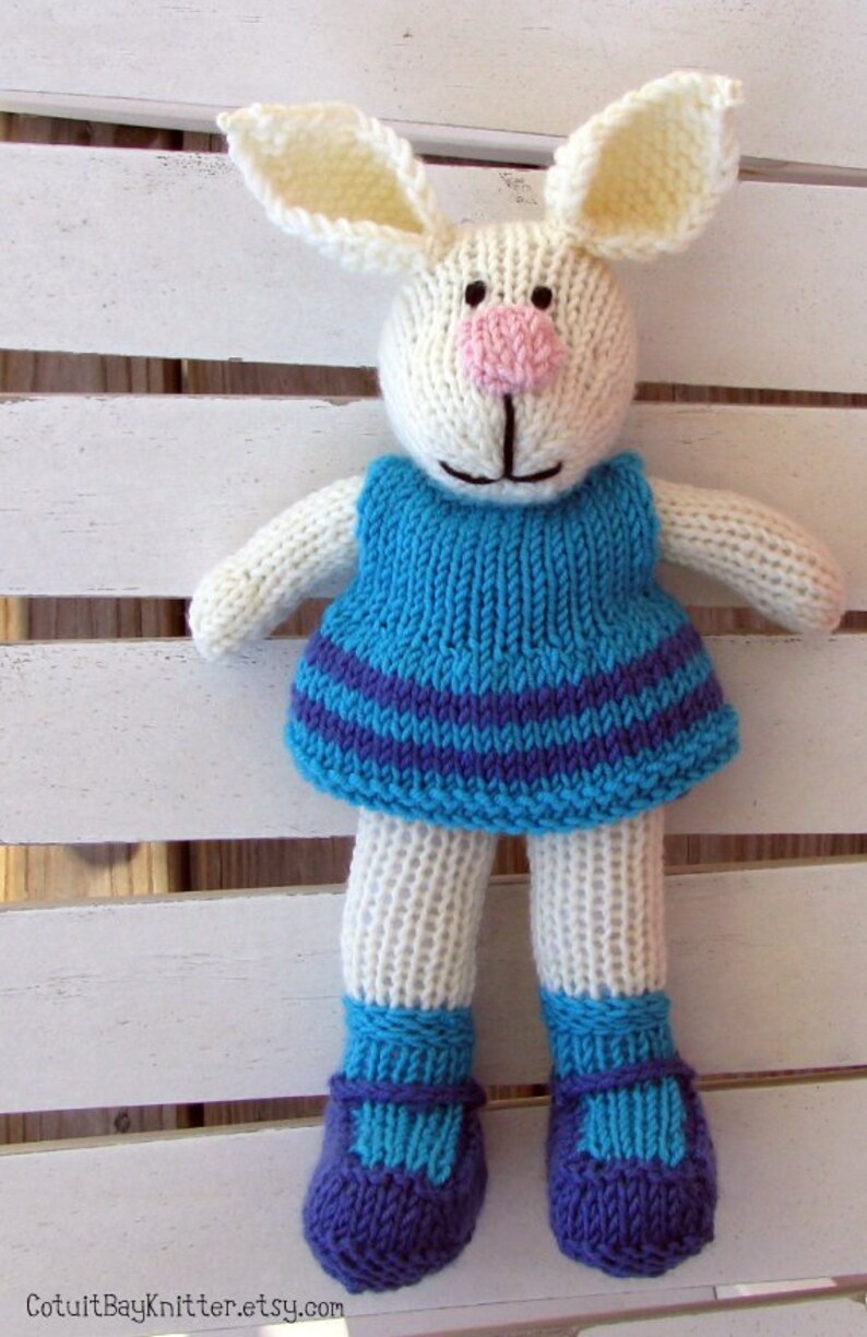 Personalized bunny hand knit toy. Easter bunny doll for baby image 4