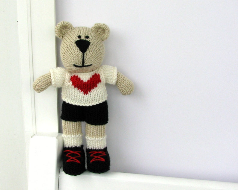 Knitted toy plush bear I love you gift for baby toddler toy image 2