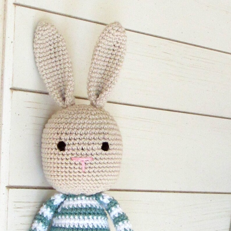 Bunny boy toy gift for baby, toddler or child. Personalized amigurumi doll. image 2