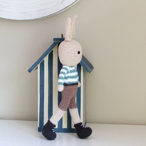 Bunny boy toy gift for baby, toddler or child. Personalized amigurumi doll. image 7