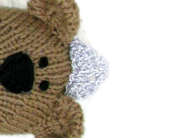 Hand knit teddy bear princess doll knitted toy.  Stuffed doll personalized gift for girls.