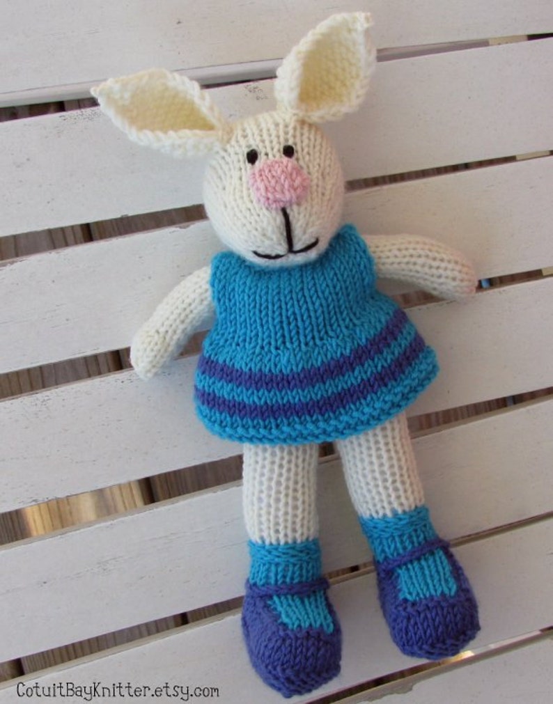 Personalized bunny hand knit toy. Easter bunny doll for baby image 3