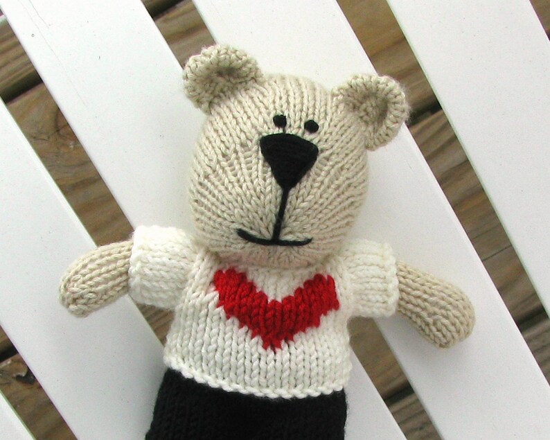 Knitted toy plush bear I love you gift for baby toddler toy image 4