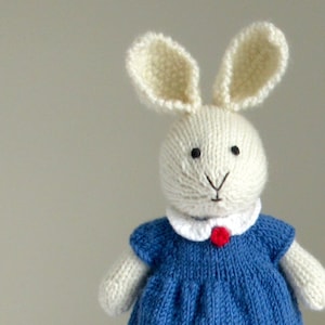 Cute soft and cuddly knit bunny doll for baby toddlers or kids.