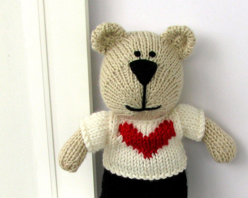 Knitted toy plush bear I love you gift for baby toddler toy image 5
