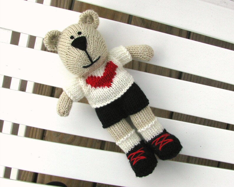 Knitted toy plush bear I love you gift for baby toddler toy image 3