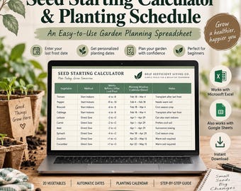 Seed Starting Calculator & Planting Schedule | 20 Vegetables (Digital Download)