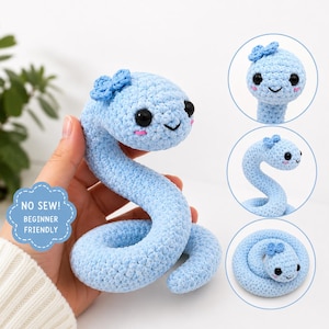 Virkat ormmönster, Amigurumi orm PDF, Sömlös virkad mönster, Nybörjarvänligt virkmönster för djurleksaker