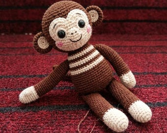Enkelt virkmönster för amigurumiaporna i PDF-format, nybörjarvänligt virkmönster med låg sömnad, söt plyschapiga, enkelt virkmönster för djur