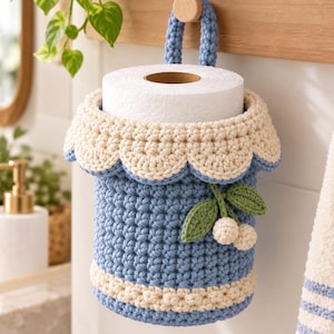 Soporte para papel higiénico de ganchillo, decoración de baño hecha a mano, almacenamiento de rollos de papel higiénico