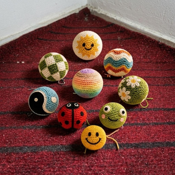 9-in-1 Crochet Hacky Sack Pattern | Amigurumi Toy & Juggling Ball | 9 Color Designs