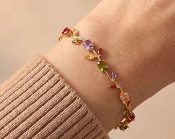 Tulip Gold Plated Crystal Zircon Waterproof Bracelet | Gift for Her | Indian Jewelry-Delivery Duty Paid
