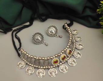 Indian Dual Tone Ghungroo Fusion Choker Set, Elegant Minimalist Ethnic Jewelry-Delivery Duty Paid