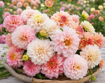 50 semi di dalia, semi di fiori antichi per la coltivazione in giardino, fiori recisi per bouquet e composizioni floreali.