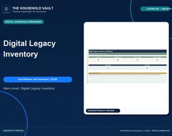 Digital Legacy Inventory Spreadsheet, Excel Account, Device and Subscription Tracker