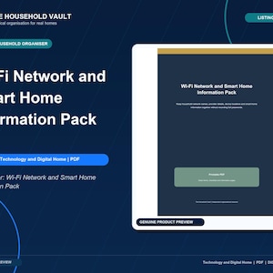 Paquete informativo sobre redes Wi-Fi y hogares inteligentes / PDF imprimible / Descarga digital para la organización del hogar
