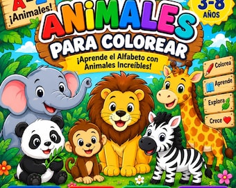 Spanish Animal Coloring Book for Kids | 30 Printable Pages | Digital Download