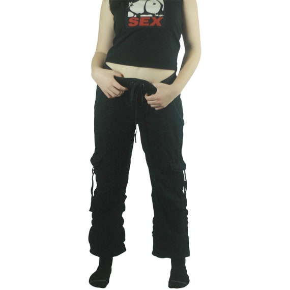 90's Black Cargo Pants - Small