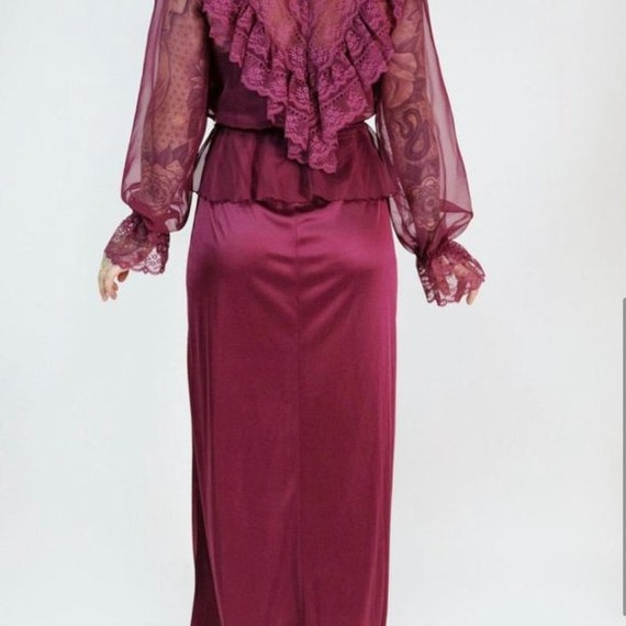 Women's Pink Burgundy Beautiful vintage maxi Dres… - image 3