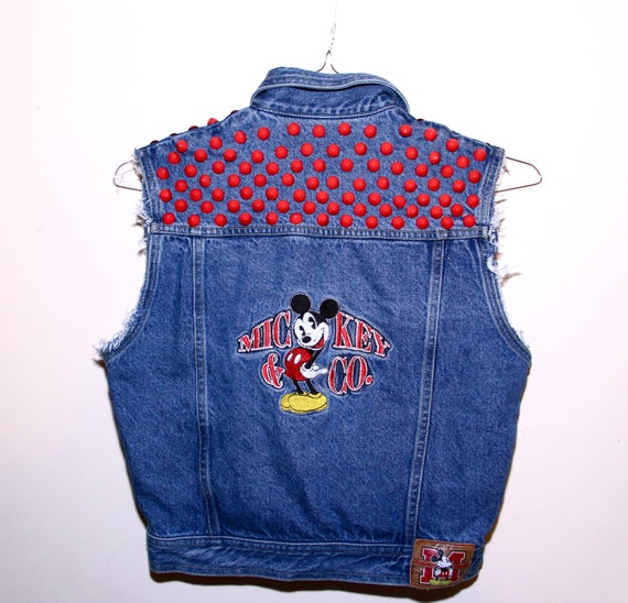 Items similar to Vintage Mickey Mouse Disney Studded Custom Denim Vest