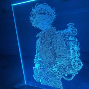 Custom Anime Photo Glass Dot Art Personalized Manga Engraved Picture Frame Gift
