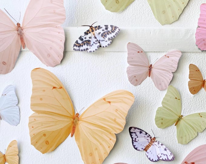 Paper Butterfly Decorations, Woodland Nursery Decor, Magenta Accents, Party Wall Art