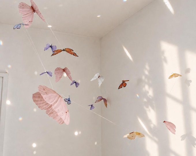 Butterfly Garland Set: Handmade Paper Mobile, Nursery & Party Decor