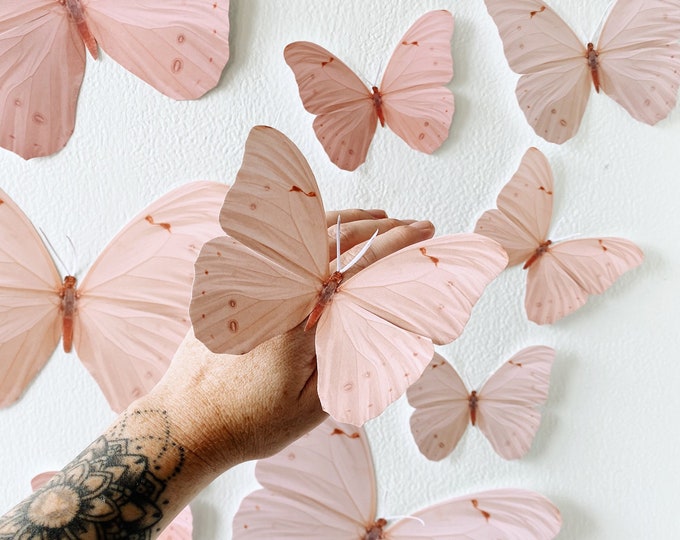 Gradient Peach and Pink Paper Butterfly decor Ombre Paper Butterfly Party Decor pink butterfly Giant
