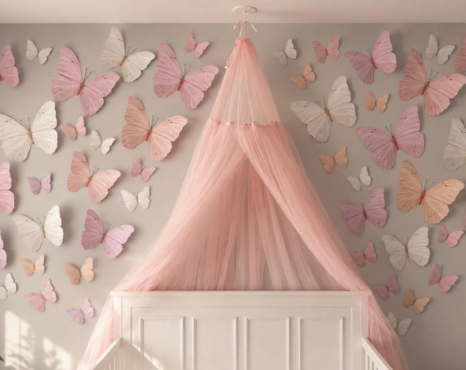 Goliath pink, peach and white Ombre Paper Butterfly Set - Whimsical Wall & Party Decor