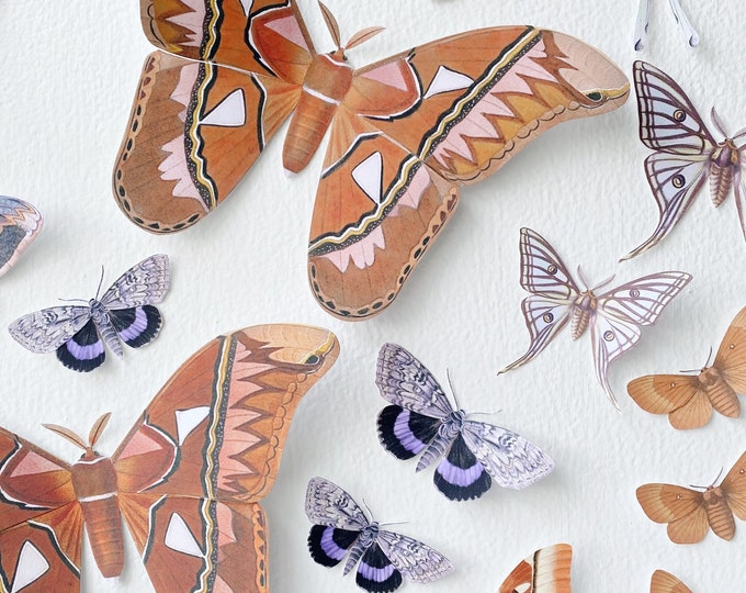 Vintage Paper Moths Handmade Whimsical Decor
