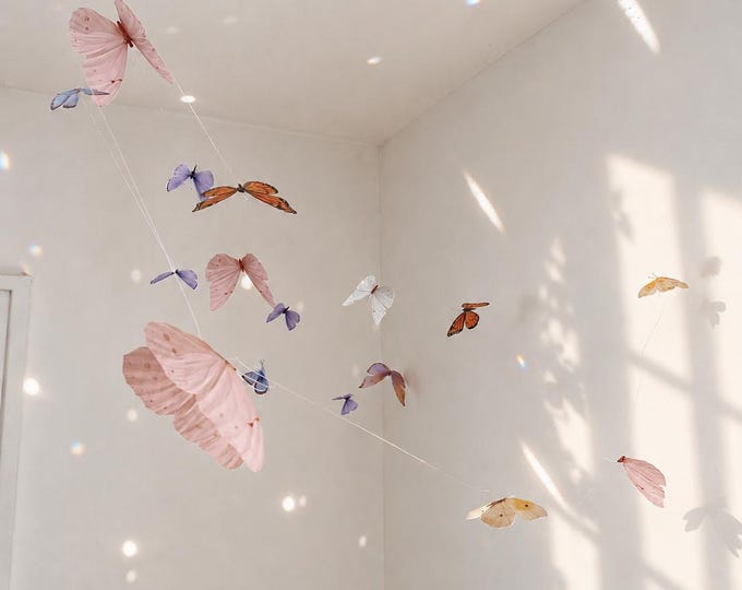 Butterfly Garland Set: Handmade Paper Mobile, Nursery & Party Decor