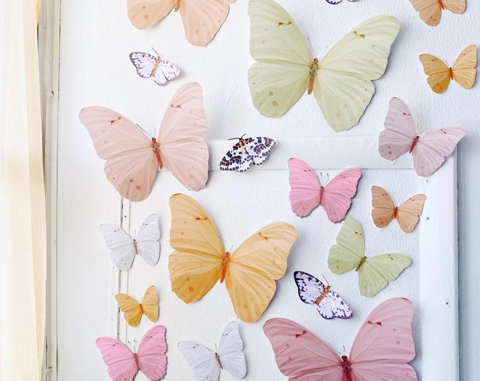 Paper Butterfly Wall Decor, Woodland Nursery Accents, Magenta Accents
