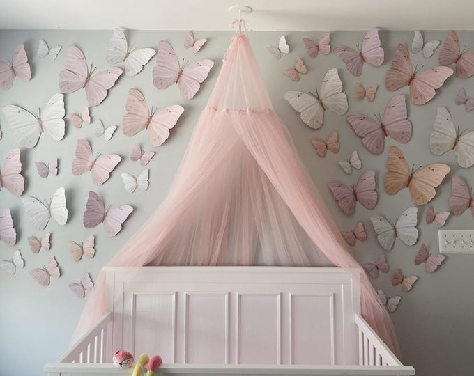 Goliath pink, peach and white Ombre Paper Butterfly Set - Whimsical Wall & Party Decor