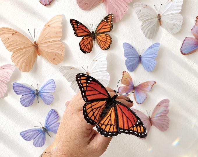 Pastels and Monarchs Paper Butterflies home decor, viceroy butterfly party decor