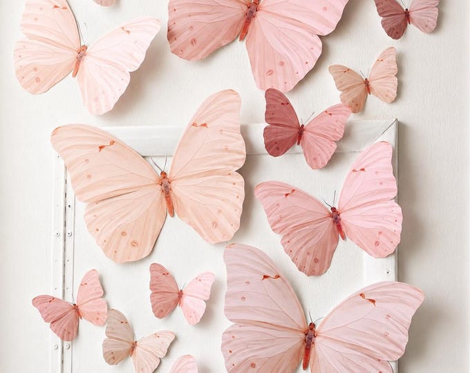 Goliath Peachy Pink Ombre Paper Butterfly Set - Whimsical Wall & Party Decor
